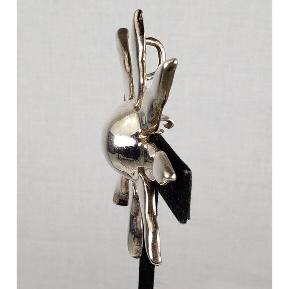 Vintage Signed MJ Marie Jennifer Silver Plated Sun Pendant 3" Brooch - Picture 6 of 14